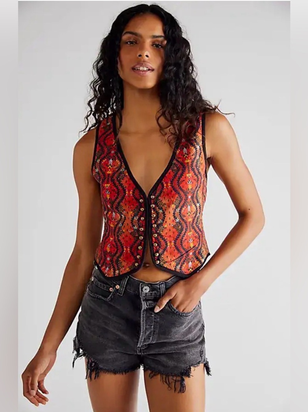 Free People Gemini Quilted Vest in Multicolor- NWT